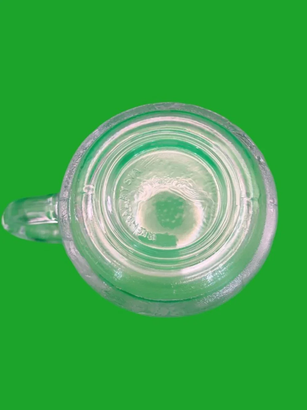 KIG Indonesia Clear Glass Hibiscus & Tropical Leaf Mugs | Vtg Press Glass Set\11